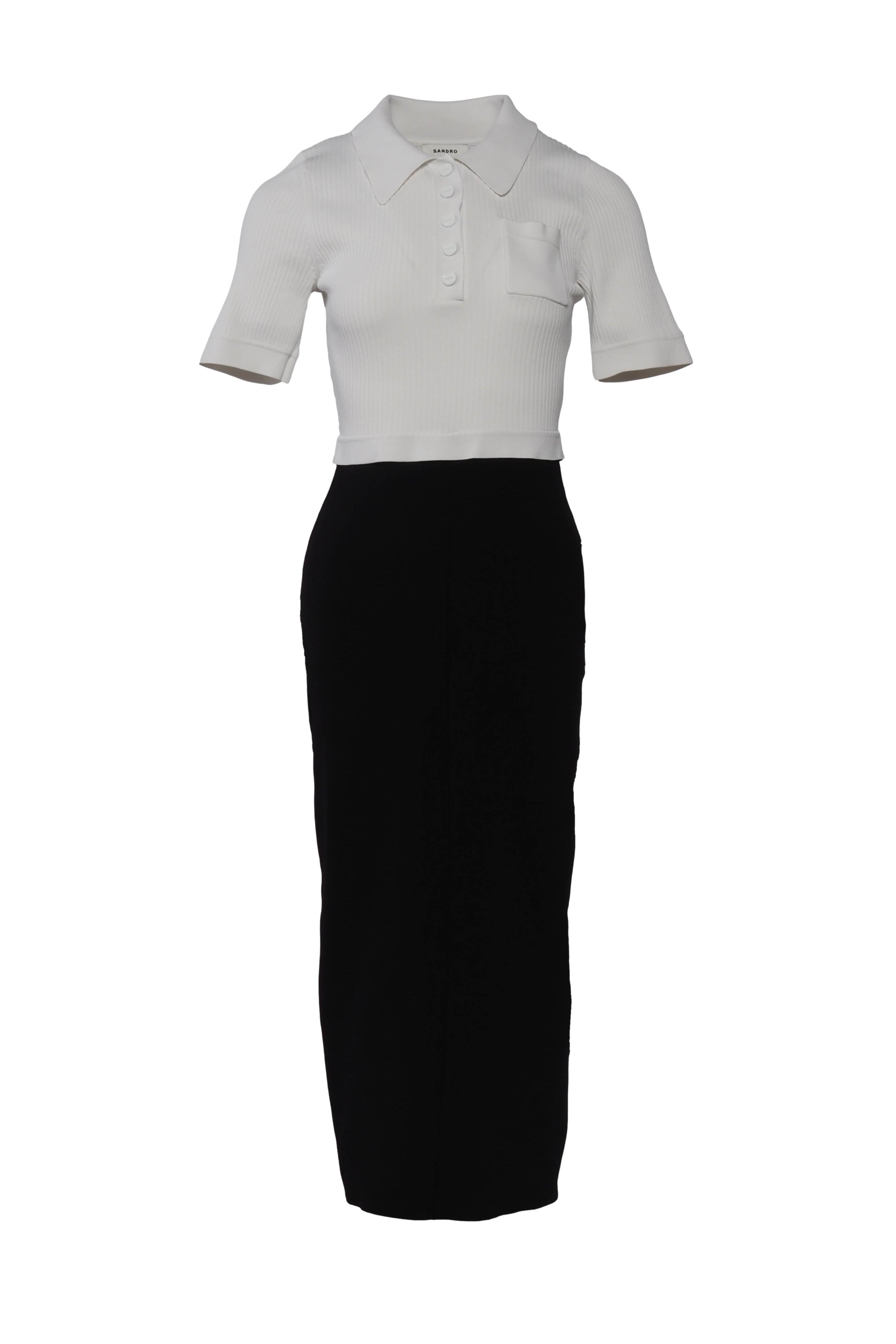 Sandro Women's Black Knitted Midi Dress Size 36 FR 8 UK 4 US SFPRO03187