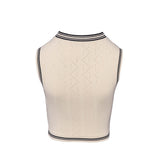 Sandro Paris Women's Ecru Knit Sleeveless Cropped Top Size 0 XS UK 6 SFPPU01945