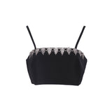 Sandro Women's Black Rhinestone Trim Bra Top Size 38 FR 10 UK 6 US SFPTO00524