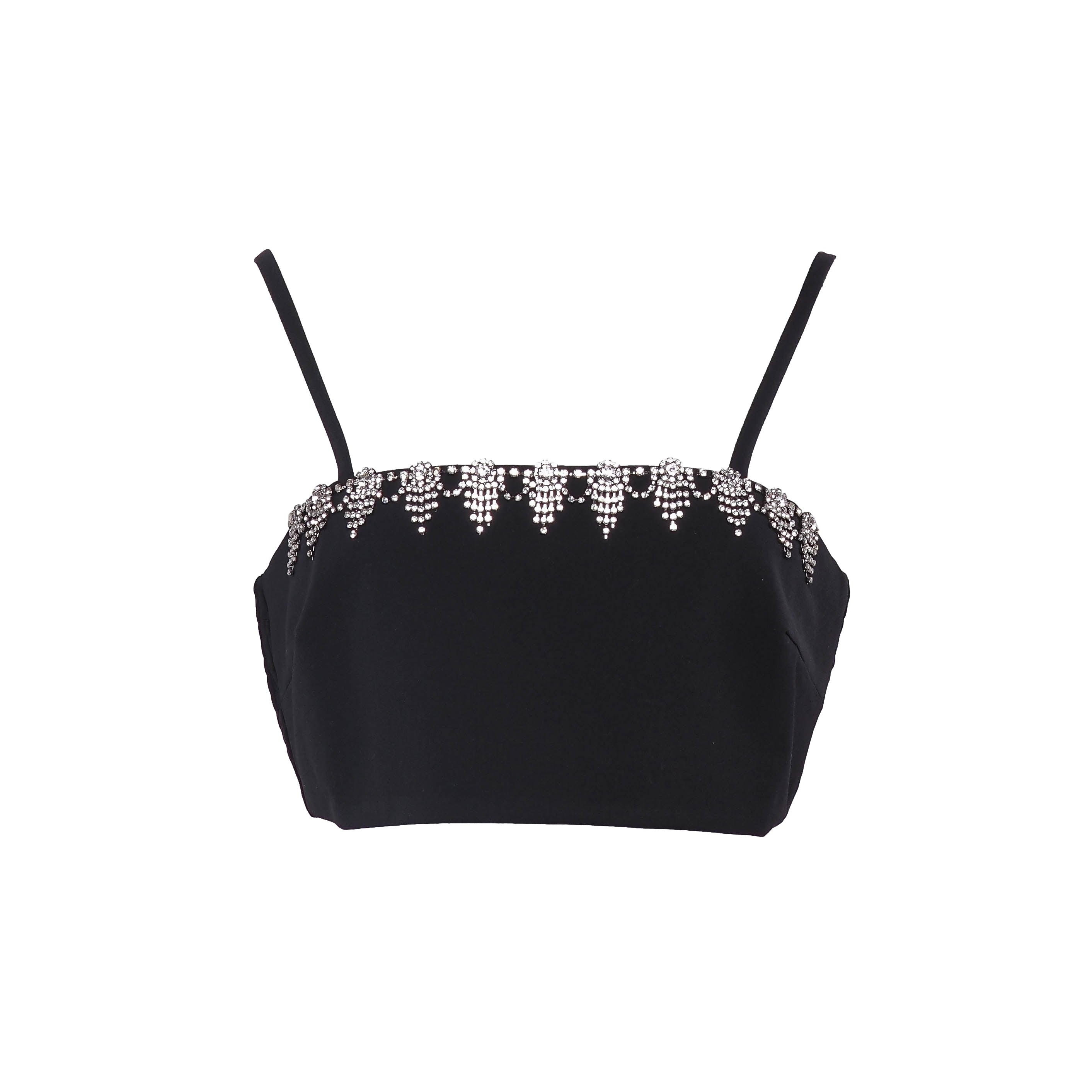Sandro Women's Black Rhinestone Trim Bra Top Size 38 FR 10 UK 6 US SFPTO00524