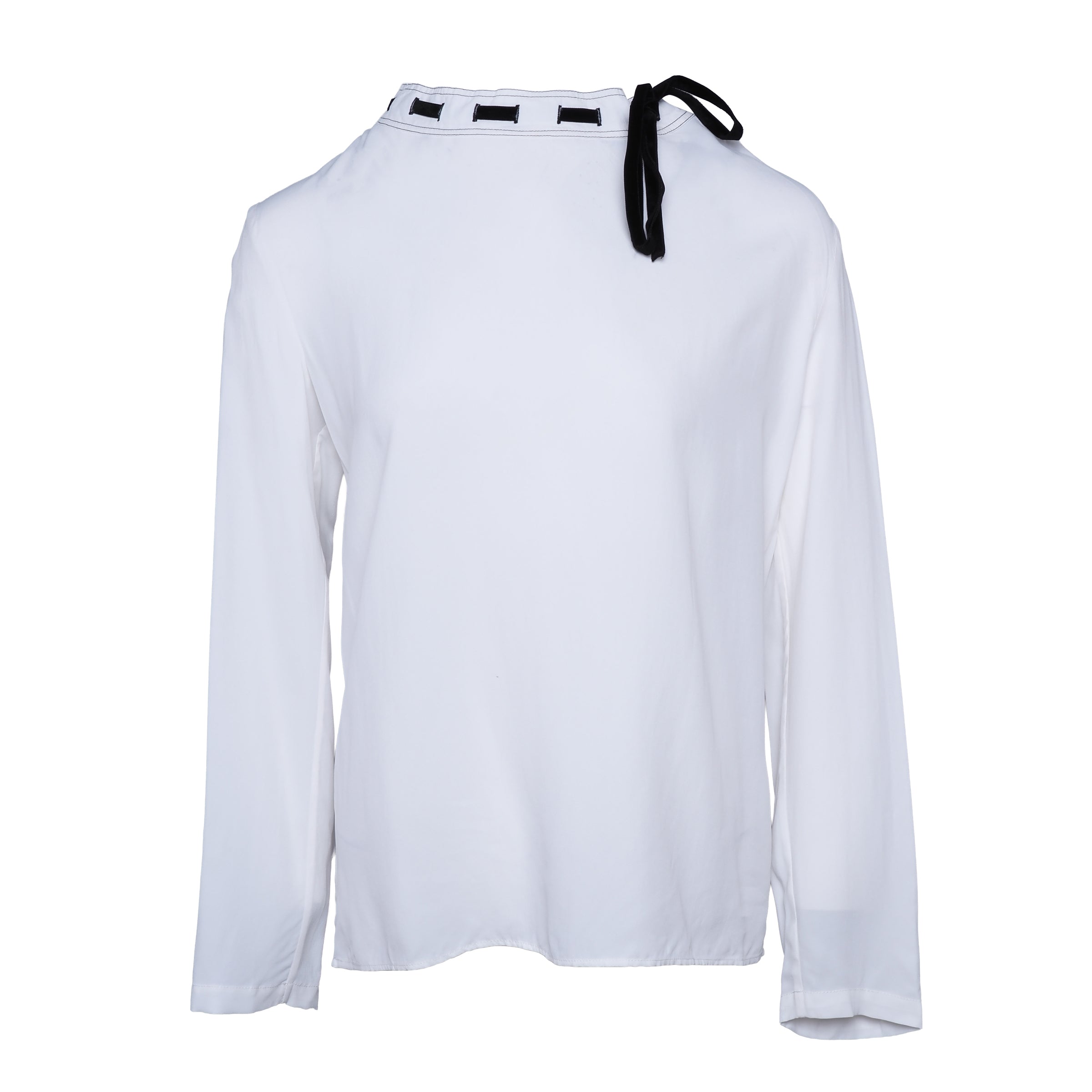 Sandro Women's White Long Sleeve Viscose Blouse Size 34 FR 6 UK 2 US E11535H
