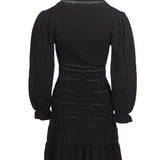 Sandro Women's Black Knit Ruffle Short Dress Size 34 FR 6 UK 2 US SFPRO02739