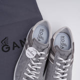 Hogan Men's Grey Leather Rebel Allacciato H Sneakers Size 40.5 EU 7 UK 8.5 US