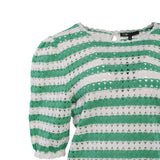 Maje Women's Green Crochet Knit Striped Top Size 36 FR 8 UK 4 US MFPPU00487