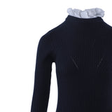 Sandro Damen-Midi-Kleid aus gestrickter Wollmischung in Marineblau, Größe 38 (FR), 10 (UK), 6 (US), Art.-Nr. R2637H