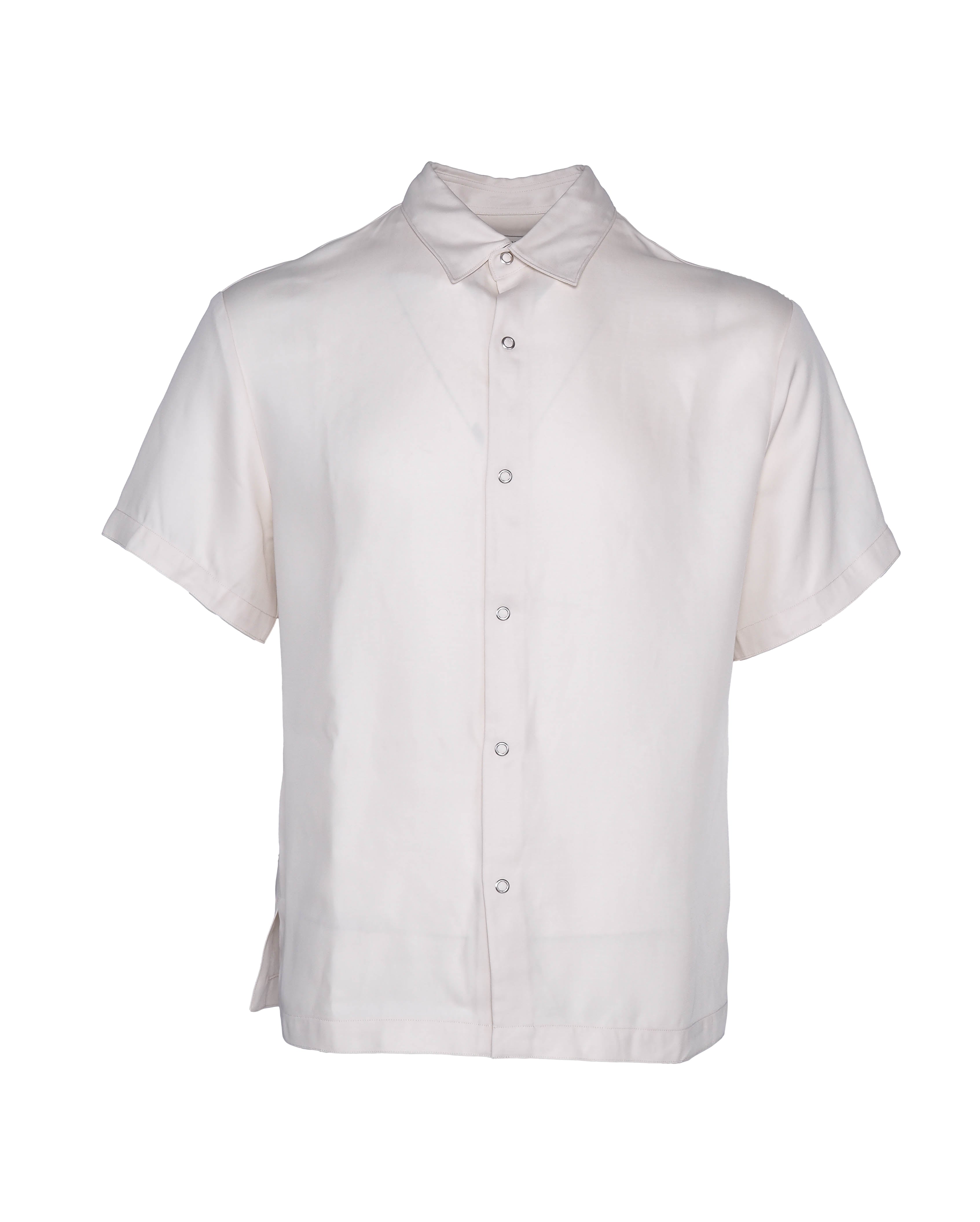 Sandro Paris Men's Ecru Short Sleeve Button Up Shirt Size L SHPCM01032