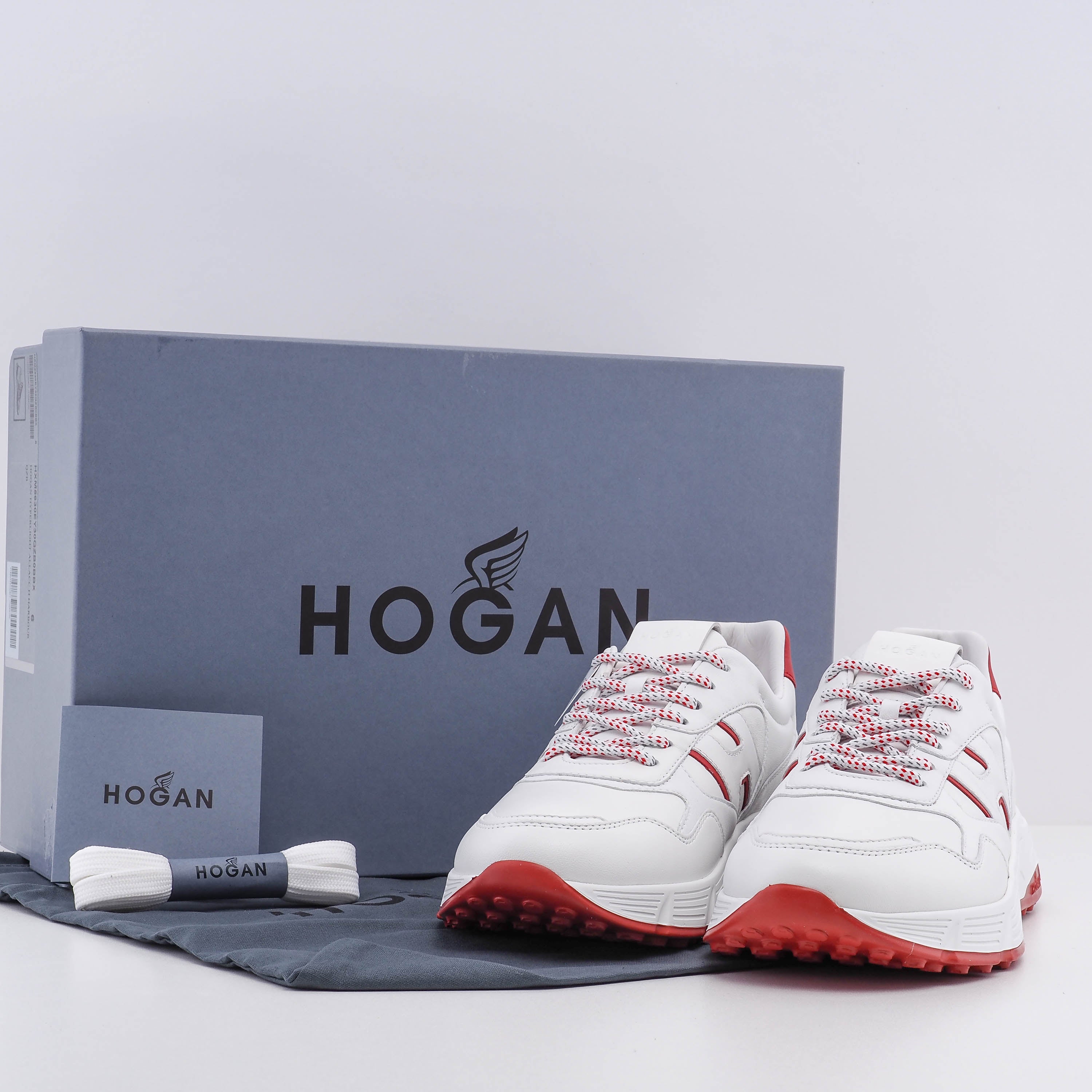 Hogan Men's White Leather Sneakers Hyperlight Allacc H Size 39.5 EU 6 UK 7.5 US