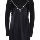 Maje Schwarzes Satinkleid mit Strasssteinen für Damen, Größe 36 (FR), 8 (UK), 4 (US), MFPRO02665