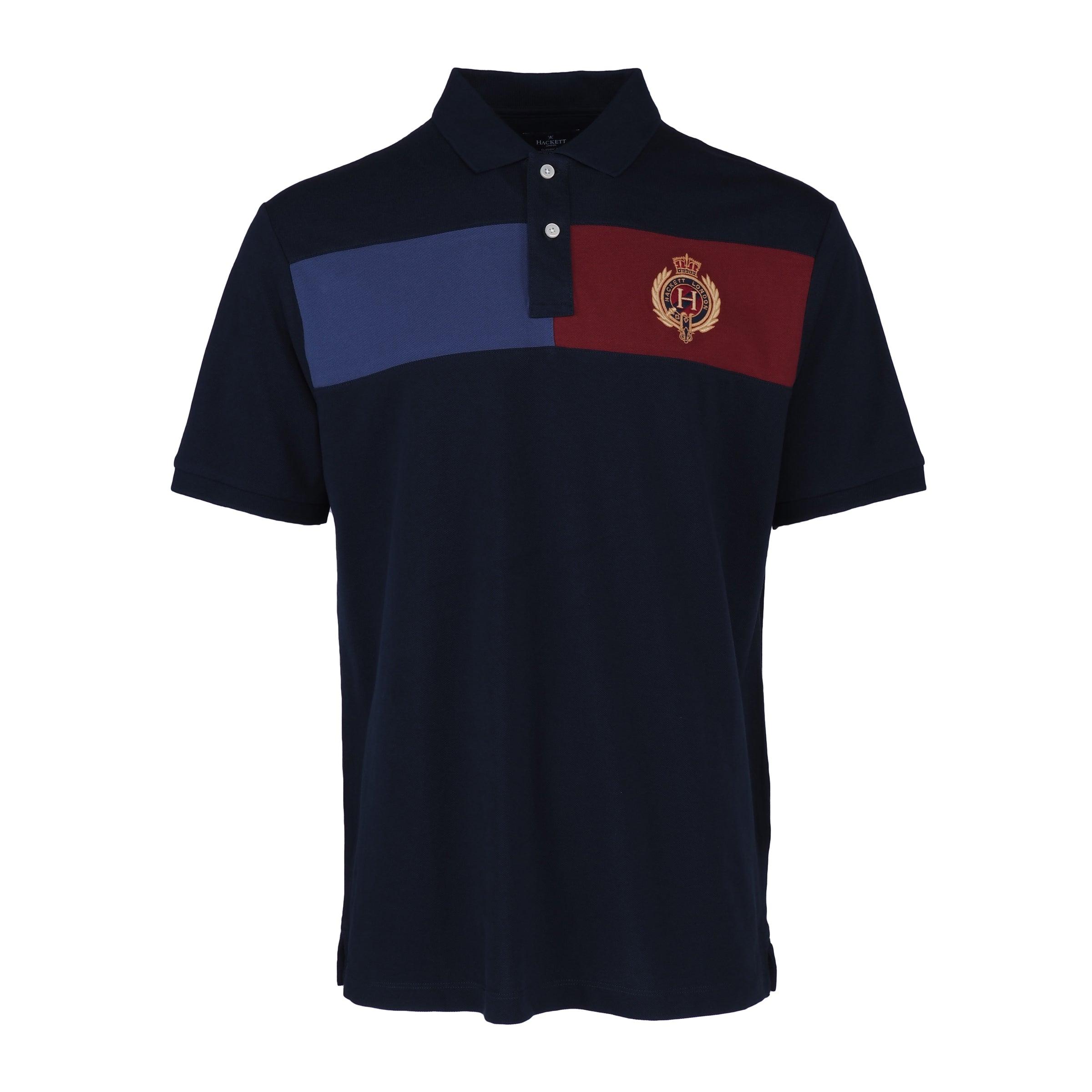 Hackett London Men's Navy Embroidered Crest Logo Polo Shirt Size XL HM563083