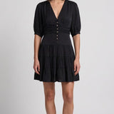 Sandro Women's Black V-Neck Satin Short Dress Size 36 FR 8 UK 4 US SFPRO02553