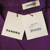 Sandro Women's Purple Rib Knit Tied Cropped Top Size 40 FR 12 UK 8 US SFPPU01780