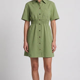 Sandro Paris Women's Green Button Up Short Dress Size 36 FR 8 UK 4 US SFPRO03597