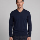 Hackett London Men's Navy Knit V-Neck Wool & Silk Sweater Size M HM702835