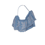 Sandro Paris Women's Blue Cropped Top Size 40 FR 12 UK 8 US SFPTO00692