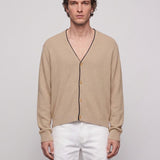 Sandro Herren-Strick Wolle -Mischung Strickjacke , beige, Größe L, SHPTR00393
