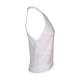 Sandro Paris Weißes, mit Perlen verziertes, ärmelloses Strickoberteil für Damen, Größe 2 M 10 SFPPU02126