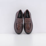 Hogan Men's Brown Leather Corteccia Distressed Loafers Size 41 EU 7 UK 8.5 US