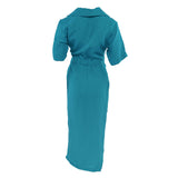 Sandro Women's Blue Linen Blend Midi Dress Size 34 FR 6 UK 2 US SFPRO02853