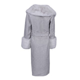 Maje Women's Grey Fur Wool Blend Long Coat Size 38 FR 10 UK 6 US MFPOU00911
