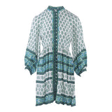 Sandro Women's Green Linen Blend Printed Dress Size 34 FR 4 UK 2 US SFPRO01203
