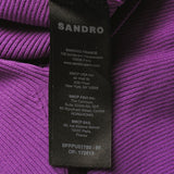 Sandro Women's Purple Rib Knit Tied Cropped Top Size 40 FR 12 UK 8 US SFPPU01780