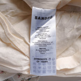 Sandro Paris Kurzes Damenkleid aus Viskose-Leinen mit Blumenmuster in Ecru, Größe 42 XL, SFPRO02576