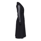 Sandro Paris Women's Black Long Sleeve Pleated Midi Dress Size 34 XS SFPRO00726