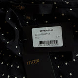 Maje Asymmetrisches Damenkleid in Schwarz mit Polka-Dots, Größe 34 (FR), 6 (UK), 2 (US), MFPRO02563