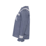 Maje Women's Navy Check Embroidered Shirt Size 38 FR 10 UK 6 US MFPCM00267