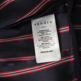 Sandro Damenkleid aus Satin, marineblau gestreift, kurz, Größe 36 S 8 r20223H