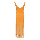 Sandro Women's Orange Knitted Fringed Dress Size 42 FR 14 UK 10 US SFPRO02963