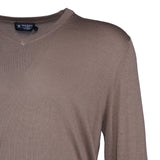Hackett London Men's Brown Knit V-Neck Wool & Silk Sweater Size L HM702835
