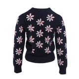 Sandro Women's Navy Floral Wool Cashmere Sweater Size 36 FR 8UK 4 US SFPPU01639