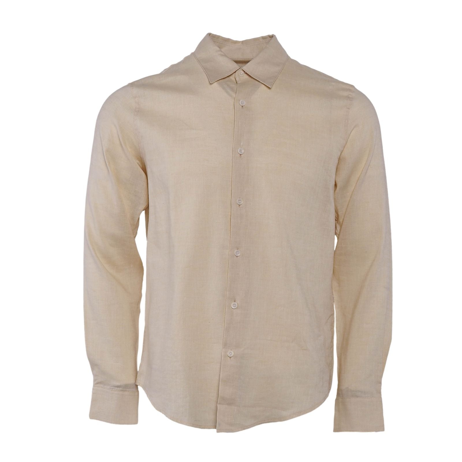 Sandro Men's Beige Long Sleeve Linen Blend Shirt Size S SHPCM00795