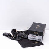 Maje Schwarze Sandalen für Damen mit Strasssteinen und flachem Riemen, Größe 37 (EU), 4 (UK), 6,5 (US) – MFACH00417