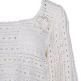 Maje Women's White Knit Flower Broach Cropped Top Size 40FR 12UK 8 US MFPPU00501