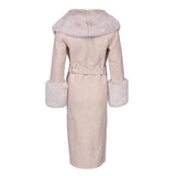 Maje Women's Beige Fur Wool Blend Long Coat Size 36 FR 8 UK 4 US MFPOU00696