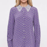 Maje Women's Purple Guipure Collar Viscose Shirt Size 36 FR 8 UK 4 US MFPCM00212