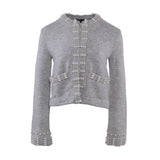 Maje Damen, grau, „ Strick “, mit Perlen verziert, „ Wolle “, Mischgewebe, „ Strickjacke “, Größe 1 S, 8, H18MATIN