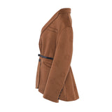 Maje Damenmantel in Braun mit Gürtel, 100 % Wolle , Größe 36 (FR), 8 (UK), 4 (US), Artikelnummer MFPOU00889