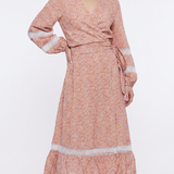 Maje Women's Pink Linen Blend Floral Wrap Dress Size 40 FR 12 UK 8 US MFPRO02438