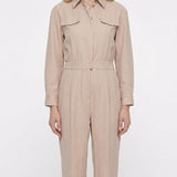Sandro Paris Beiger Jumpsuit aus Baumwolle und Leinen für Damen, Größe 36 S 8 SFPCO00082