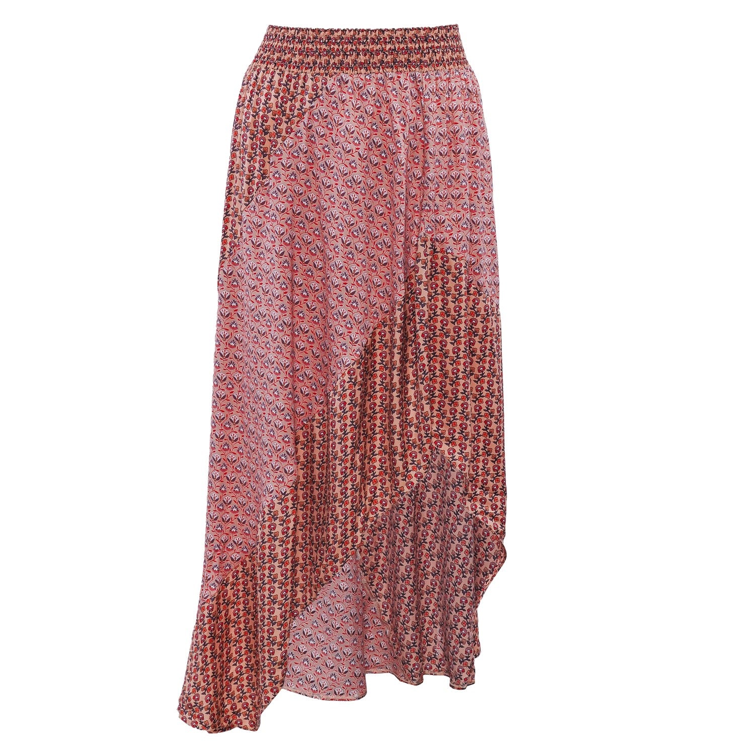 Maje Women's Pink Floral Asymmetric Skirt Size 40 FR 12 UK 8 US MFPJU00886