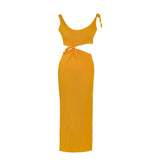 Sandro Women's Orange Rib Knit Midi Dress Size 40 FR 12 UK 8 US SFPRO02377