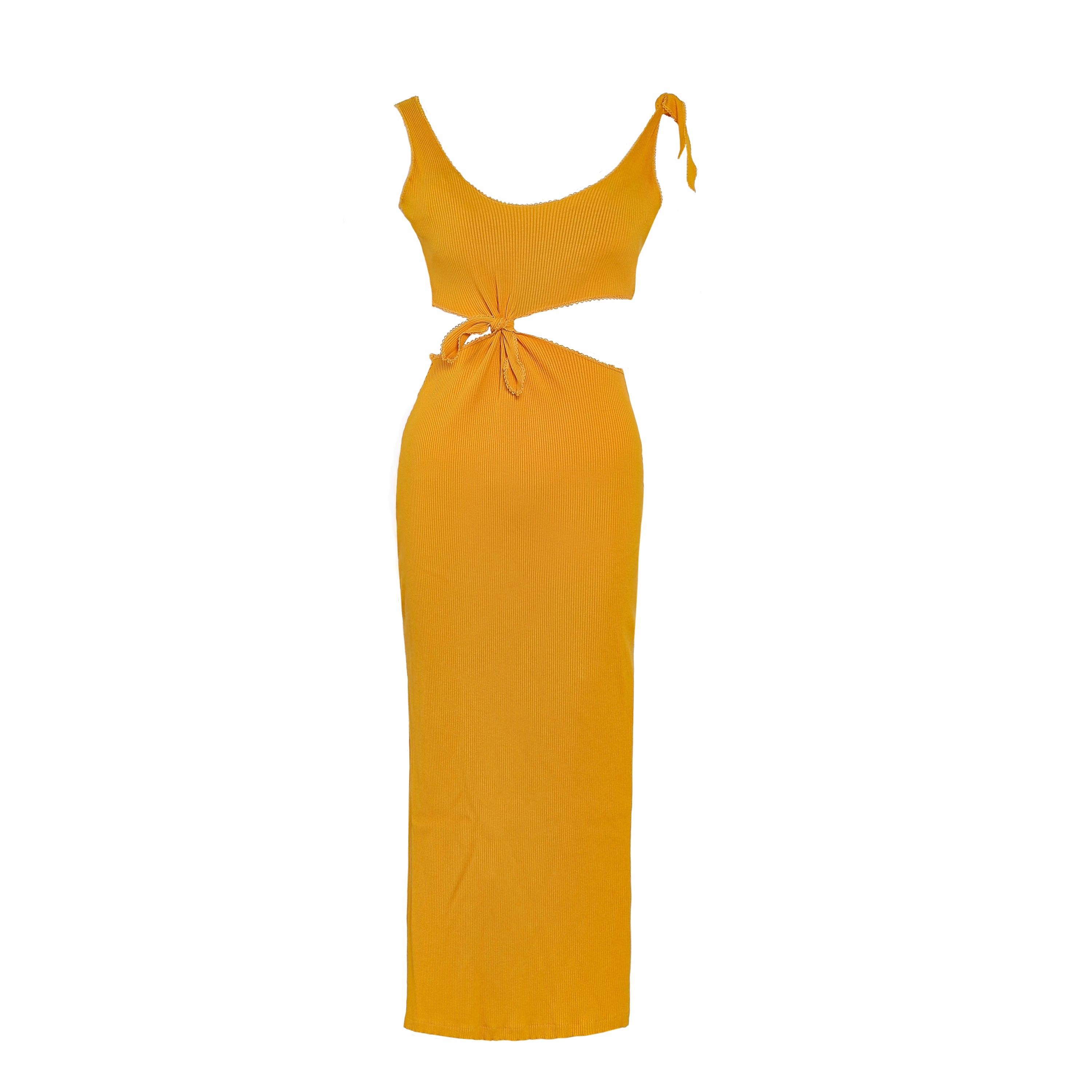 Sandro Women's Orange Rib Knit Midi Dress Size 40 FR 12 UK 8 US SFPRO02377