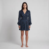 Maje Women's Navy Floral Satin Short Dress Size 38 FR 10 UK 6 US MFPRO02625