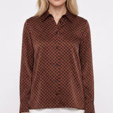 Maje Women's Brown Long Sleeve Satin Shirt Size 38 FR 10 UK 6 US MFPCM00341