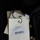 Sandro Damenkleid, schwarz, mit V-Ausschnitt und Smok-Details, kurz, Größe 34 FR, 4 UK, 2 US, SFPRO02481