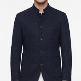 Hackett London Men's Navy Herringbone Knit Wool Blend Jacket Size 42 R HM443026