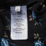 Sandro Paris Women's Black Straight Floral Satin Trousers Size 36 S 8 P6415H